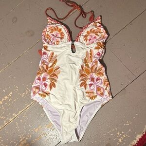 NWT Boho Long Torso Halter Swimsuit